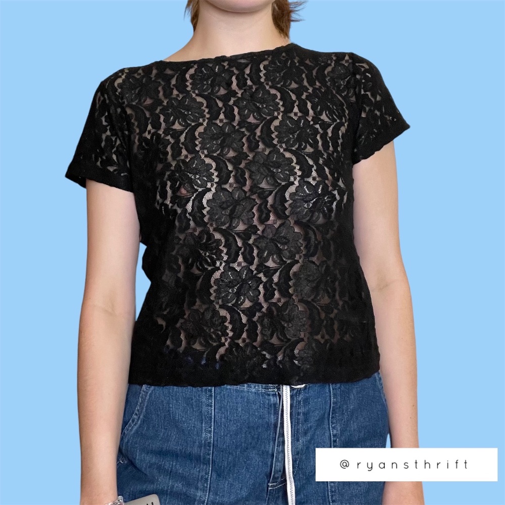 black sheer lace top